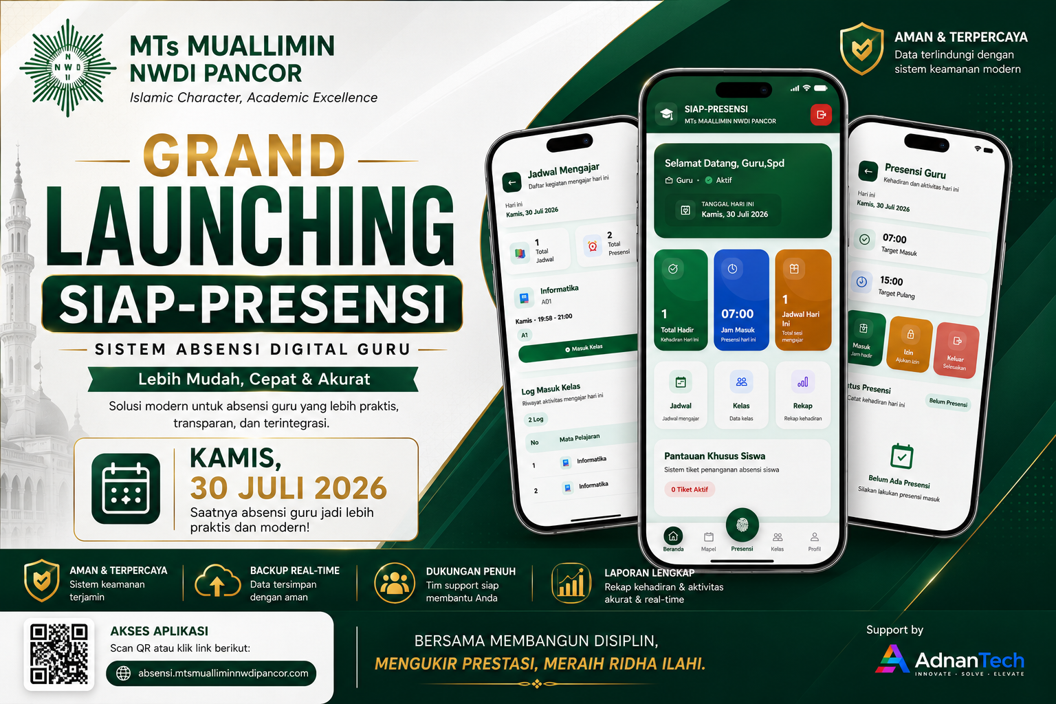 MTs Muallimin NWDI Pancor Resmi Meluncurkan Aplikasi SIAP-PRESENSI untuk Digitalisasi Absensi Guru